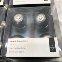 Ceramic Drawer knobs ドアノブ 花柄 ホワイト ヴィンテージ デザイン ブラック Φ4.5x7 Φ4.5x6.5 cm 6個 まとめ売り お得 Y-529_画像5