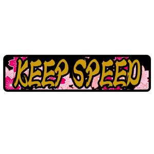 桜 金文字 KEEPSPEED ステッカー ゴールド 法定速度遵守車 トラック 大型トラック トラブル防止 煽り 防止 あおり 運転