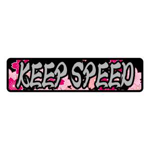 桜 銀文字 KEEPSPEED ステッカー シルバー 法定速度遵守車 トラック 大型トラック トラブル防止 煽り 防止 あおり 運転
