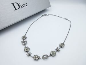 【極上美品】Christian Dior ネックレス フラワー ロゴ クリスチャン ディオール ヴィンテージ アクセサリー レディース 黒系 cr-1-4(_2