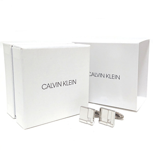 【ckc3】新品　CALVIN KLEIN カルバンクライン　カフス　カフリンクス　シルバー×クリアストーン