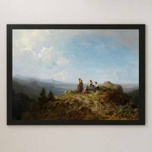 Art hand Auction Karl Spitzweg The Maidens of the Pasture Painting Art Glossy Poster A3 Bar Cafe Classic Interior Landscape Painting Pastoral Woman Painting, residence, interior, others