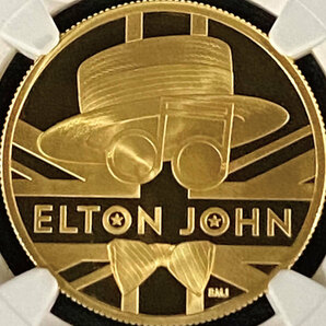 1円スタート♪ 最高鑑定 NGC PF70 2020年 ELTON JOHN エルトン・ジョン 100ポンド 1オンス金貨 箱ケースあり アンティークコイン モダンの画像1