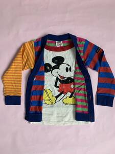  Kids Mickey Mouse cut and sewn size 100 girl used old clothes used JUNK STORE Disney border pattern 