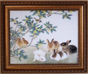 Art hand Auction Peinture chinoise giclée Lapin JG5 F6 Seulement 1 en stock. Super prix., Ouvrages d'art, Impressions, autres