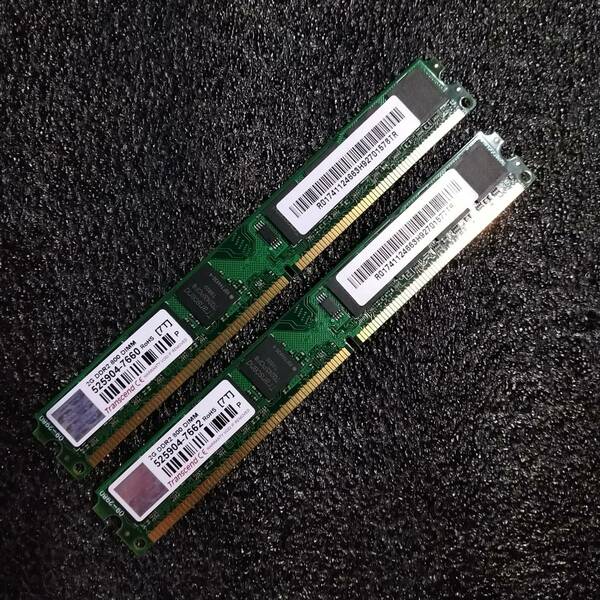 【中古】DDR2メモリ 4GB(2GB2枚組) Transcend ローハイト [PC2-6400]