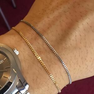 k18 18 gold flat bracele 2mm 17.5cm men's beautiful 