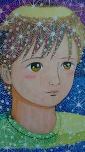 Art hand Auction B5 size original Hand-Drawn artwork illustration Boy looking at the stars, comics, anime goods, hand drawn illustration