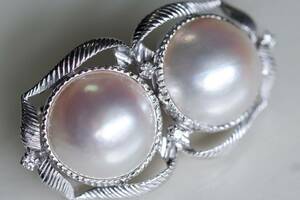 K14.. Mikimoto mabe pearl 15mm degree diamond obi .. tree book@MIKIMOTO WG obidome Vintage jewelry 