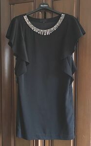  price decline *UNTITLED Untitled *biju-* rhinestone * flair sleeve * dress * One-piece * black *M~L* ceremony * party 