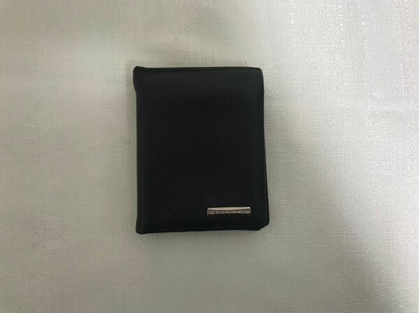 本物ブルガリBVLGARI本革レザー二つ折りミニコンパクト財布サイフ札入れ黒ブラックカードケースビジネスメンズレディース旅行