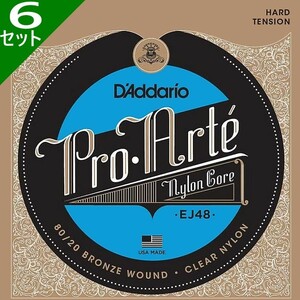 6 комплектов D'Addario ej48 Pro Arte Nylon Bronze/Clear Hard Dadario Classic String