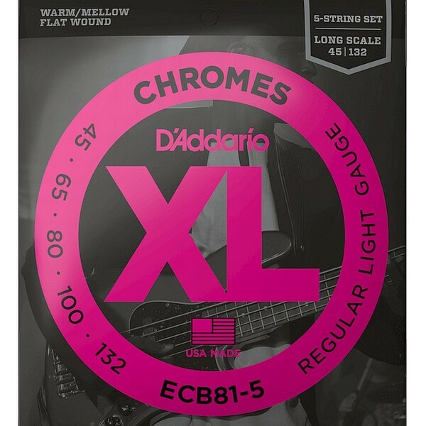 5弦用 D'Addario ECB81-5 Flat Wound 045-132 Long Scale ダダリオ フラットワウンド ベース弦