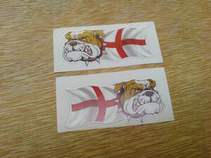 ◆海外 送料無料◆ BRITISH BULLDOG & ENGLAND FLAG ブルドッグ イングランド 50mm / 2枚セット ステッカー シール
