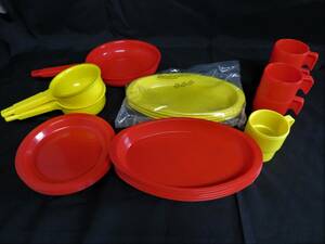  unused * storage goods * France made ASCOasko dinner set tableware set toy kitchen articles red & yellow set sale flat 1