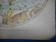 即決　アンティーク、天文、天体、星座早見盤、手彩色銅版画、星図、1835年『バリット星図南天』Star map, Planisphere, Celestial atlas_画像7