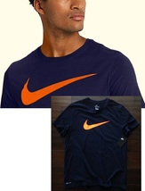 【既決USA】NIKE・ ナイキ@完売胸元【NIKE】ロゴ入半袖Tシャツ【Nike Men's Swoosh Logo Dri-Fit Short T-Shirt】 紺 x Orange @2XL_画像1