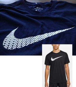【既決USA】NIKE・ ナイキ@完売胸元【NIKE】ロゴ入半袖Tシャツ【Nike Men's Swoosh Logo Short T-Shirt】紺 x White @@M