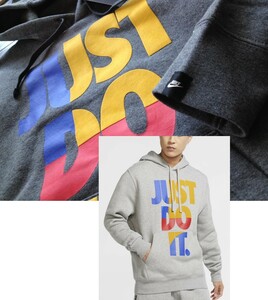 【既決USA】NIKE ・ ナイキ@完売胸元&袖【JUST DO IT. | Nike】ロゴ入【NIKE Men's SportswearJDI Pullover Fleece Hoodie】Dark Grey@@@@M