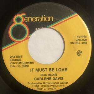 試聴 /CARLENE DAVIS / IT MUST BE LOVE / THE WAY OLD FRIENDS DO /Generation Records/Reggae/'83/big hit !!/7inch