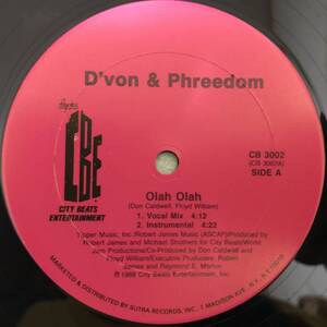 OLD MIDDLE 放出中 / US ORIGINAL / D'VON & PHREEDOM / OLAH OLAH / YEAH YEAH BABY / 1988 HIPHOP