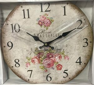 Vintage French Floral Rose Wall Clock（新品・未使用）