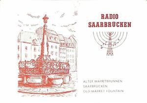 BCL* hard-to-find beli card * radio * The -ru yellowtail . ticket *RADIO SAARBRUCKEN* Germany *1956 year 