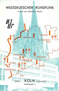 BCL* трудно найти beli карта *WDR* запад Германия радиовещание *WESTDEUTSCHER RUNDFUNK* Германия *1958 год 