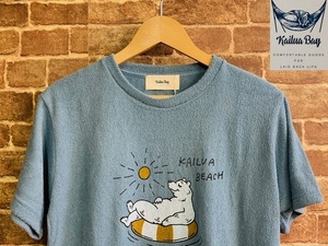 ★表記M/新品！パイル地.Kailua Bay.熊.タオル地.キャラクタープリントTシャツ.SAX.アメカジ.古着MIX.西海岸カリフォルニアサーフスタイル