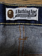 ※アベイシングエイプ A BATHING APE ロゴ&ゴリラ刺繍 デニムパンツ 濃紺 日本製 S 　　　　　　　 BJBA.C_画像8