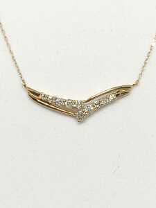 * new goods * K18PG diamond wide width necklace pink gold 