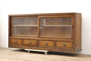 R-055849 peace made antique Showa era the first period storage power enough! retro sideboard ( storage shelves, cupboard, glass case, cabinet, store furniture )