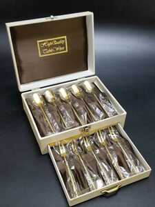 [ unused ] high quality gold ru Anne 10P cutlery set coffee spoon 5ps.@hime Fork 5ps.@ table wear 