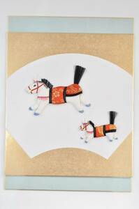 日本伝統手芸　昭和ビンテージ　『馬』　色紙　押絵　ハンドメイド　完成品　エステートセール （管理番号：７４）
