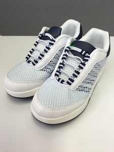CWA1004 新品　シューズ　靴　メッシュ　介護　看護　ホワイト　Sサイズ（22cm～22.5cm）　ホワイト×ネイビー