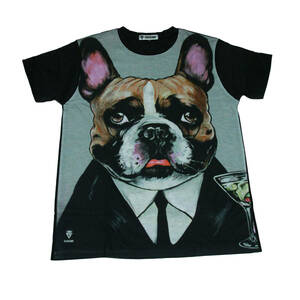 フレンチブルドッグ 犬 ペット インパクト アニマル お洒落 ストリート系 デザインTシャツ おもしろTシャツ メンズ 半袖★M664XL