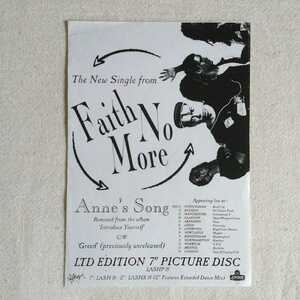 フェイス・ノー・モア Faith No More【チラシ】Anne's Song リリース告知 & UKツアー1988日程 / Anne's Song ad & UK Tour May 1988 Flyer