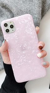 iPhone 12mini用ケース ピンク シェル柄 ソフトケース 高品質TPU ストラップホール付き 無線充電対応 新品 送料無料