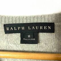 ■高級 女性用 RALPH LAUREN ラルフローレン ブラックタグ ショートスリーブ ケーブル編み カシミアニット セーター 古着 サイズM■_画像6