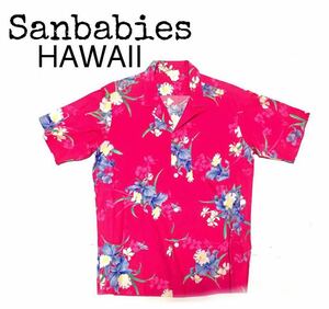 ハワイ アロハ San babies HAWAII 総柄　花柄 アロハシャツ MADE IN USA サイズ M