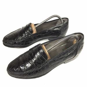 [ Brioni ] genuine article Brioni shoes 24cm black total crocodile coin Loafer slip-on shoes business shoes wani leather for man men's Italy made 6