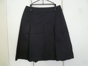 THE SCOTCH HOUSE/ Scotch house ^ black gray series × green check pattern box pleated skirt 36/ three . association wool . black knees height ^SK33
