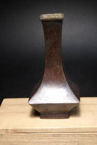 【友】時代物　古銅　小花瓶 壺　高約8.5cm　唐物 中国古玩