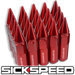 SICKSPEED spike nut red M14x1.5 90mm red USDM wheel nut charger Camaro Challenger 300 Magnum Schic Speed 