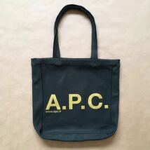 新品 正規品 A.P.C. トートバッグ ダークカーキ ゴールド ロゴ フェルト ウール 厚手 エコバッグ マザーズバッグ APC アーペーセー @a884_画像1