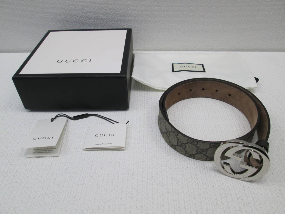 GUCCI シグネチャー レザーベルト 箱・袋付き-