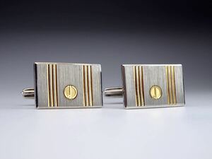  Dunhill d Mark 6 line × Gold color square cuff links cuffs 