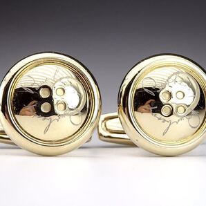 バーバリー 筆記体ロゴ×ゴールド ボタン カフス カフリンクス