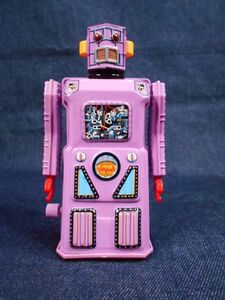 ^ north ... Masudaya made in Japan 1950's Mini non Stop lavender robot tin plate ^