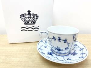 □ROYAL COPENHAGEN ロイヤルコペンハーゲン ブルーフルーテッド プレイン コーヒーカップ＆ソーサー 160cc 未使用品 1 管理2103 店内